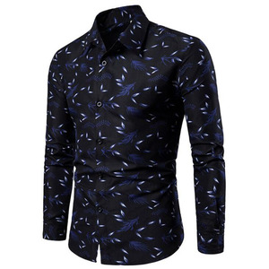 Chemises Habillées Modernes pour Hommes à Col Rabattu, Décontractées à Manches Longues, Imprimé Feuille, Ajustées, pour Affaires et Événements Sociaux - Product Image 2