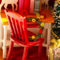 IIECREATE Mini bricolage jouet décoration de noël Mini maison pour enfants et adultes bricolage 3D Puzzle en bois