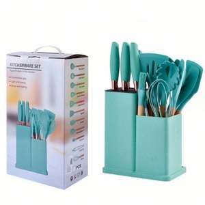 Ustensiles de cuisine en silicone, ensemble de 19 pièces, outils de cuisine, baril de rangement, manche, ensemble d'ustensiles de cuisine, ensemble de couteaux de cuisine - Product Image 1