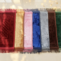 Tapis de prière festif du Ramadan, tapis de prière islamique de grande taille vert et bleu, tapis de prière islamique Ramadan Kareem, tapis de prière de style mosquée
