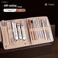 Ensemble de manucure professionnel de luxe en acier inoxydable 20 pièces, comprenant 20 outils (coupe-ongles, cure-oreilles), durable, portable, avec logo personnalisé