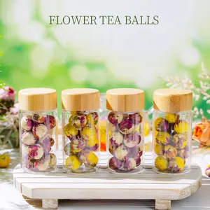 Wholesale Glass Bottle Blooming Tea Flower Ball Custom Flowers Chrysanthemum Ball Flower Bouquet For Gift