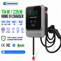 Borne de recharge murale extérieure pour VE 11kW 22kW GB/T AC Type 3 Phase 16A 32A IP65 avec application WiFi