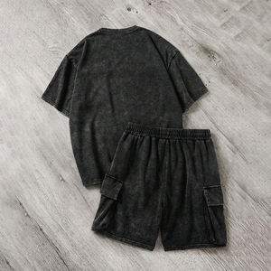 Ensemble T-shirt et short KingSen de haute qualité, délavé à l'acide, manches courtes, streetwear, respirant, 2 pièces pour hommes - Product Image 3