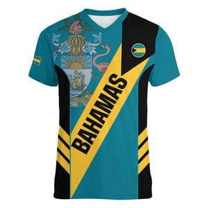 2026 Bahamas Independence Day Heren T-shirt met V-hals Slim-fit Ademend Zomer Essentieel Bahamaanse Casual Sport Voetbalshirt - Product Image 4