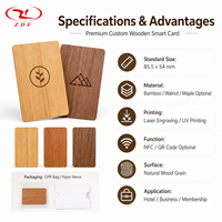 Carte de visite NFC en bois personnalisée, carte intelligente RFID en bambou 213, carte de membre d'hôtel gravée au laser, code QR, impression OEM ODM