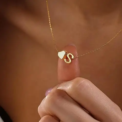 Collana di A-Z iniziale con cuore placcato in oro 18K collana con cuore squisita collana iniziale in oro piccolo
