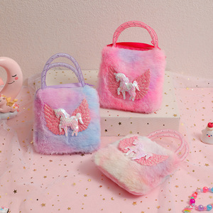 <span class=keywords><strong>Borsa</strong></span> a Tracolla Singola in Peluche a Forma di <span class=keywords><strong>Unicorno</strong></span>, Piccola <span class=keywords><strong>Borsa</strong></span> a Tracolla per Bambini, Portafoglio Quadrato da Asilo per Bambine - Product Image 2