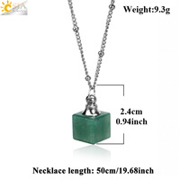 Collier diffuseur de parfum minimaliste INS, pendentif en pierre naturelle, cube de cristal, flacon d'huile essentielle