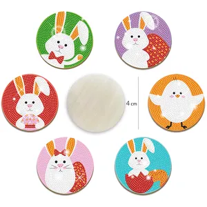Fabrika doğrudan tavşan serisi DIY elmas boyama sanat Coaster setleri çocuklar ve yetişkinler için çapraz dikiş elmas sanat Coaster kitleri