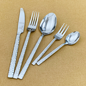 Presa di fabbrica in acciaio inox martello modello coltello forchetta e cucchiaio con manico quadrato per matrimonio e Parites - Product Image 2