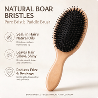 Brosse à cheveux démêlante à poils de sanglier avec manche en hêtre et logo personnalisé, peigne de massage à coussin d'air, peigne airbag