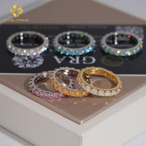 <span class=keywords><strong>Prix</strong></span> de gros Bijoux fins Bague 3,0 mm Bagues Hip Hop Solide Argent Sterling 925 Moissanite colorée Bague de fiançailles - Product Image 3