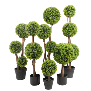 Árvore de grama artificial de madeira, árvore de grama <span class=keywords><strong>topiary</strong></span> com pote de plástico preto para decoração externa - Product Image 6