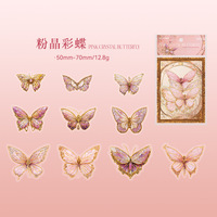 Paquete de 20 Pegatinas Doradas Tridimensionales con Láser para Mascotas, Serie Espectro de Mariposas, Materiales Decorativos para Cuadernos, 4 Modelos