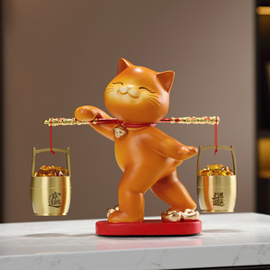 Regalo de Inauguración de <span class=keywords><strong>Casa</strong></span> Nueva, Decoración Creativa de Gato de la Suerte para la Entrada de la Sala de Estar, Mueble para Vino de Resina - Product Image 1