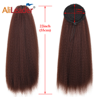 AliLeader Queue de Cheval Afro Yaki Lisse à Cordon 22'' pour Femmes Noires, Extensions de Cheveux Synthétiques Frisés