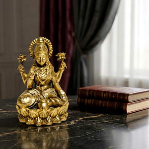 Ídolo de Lakshmi en Latón Puro, 100% Latón, Diosa Lakshmi, Murti Puja, Decoración para el Hogar, Regalo para Diwali, Hecho a Mano, Diseño Moderno y Duradero - Product Image 1