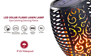 96led không thấm nước năng lượng mặt trời Vườn đèn lửa ngọn lửa Tiki ngọn đuốc cho bãi cỏ ngoài trời trang trí cảnh quan cao cấp sản phẩm chất lượng - Product Image 2