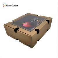 Hoogwaardige groothandel op maat gemaakte fruitverpakking van golfkarton met handvat, embossing & UV-coating