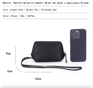Ando Bag Women's Genuine Sheepskin Leather Zipper Coin Purse Mini Neck <b>Wallet</b> with Lanyard - Product Image 3