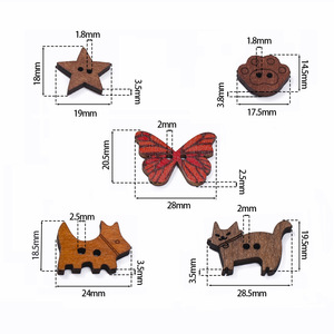 Botones de Madera con Diseño de Cachorro y Gatito de Dibujos Animados, Accesorios de Joyería Ecológicos para Manualidades - Product Image 2