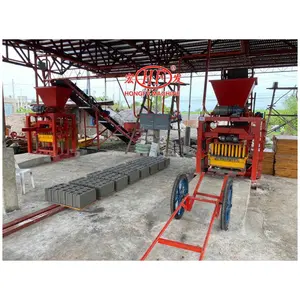 Küçük ölçekli tuğla endüstrisi için QT4-35 yarı otomatik çimento blok yapma makinesi beton içi boş blok yapma makinesi