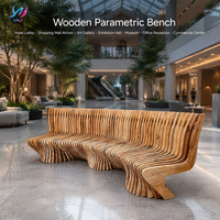 Banc de salon extérieur commercial multi-personnes en bois massif nordique, design paramétrique moderne, durable et écologique, pour centre commercial