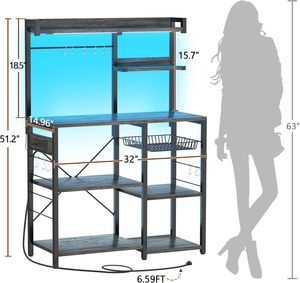 Support de boulanger avec prise de courant et guirlandes lumineuses LED, étagère de rangement de <span class=keywords><strong>cuisine</strong></span> pour support de four à micro-ondes, personnalisation de la lumière - Product Image 4