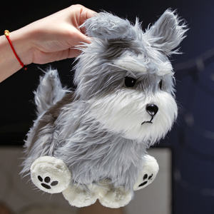 Perro de peluche de simulación, animales <span class=keywords><strong>Schnauzer</strong></span> de peluche, animales de peluche realistas, juguetes de peluche, perro de peluche personalizado - Product Image 2