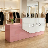 Bureau d'accueil moderne et minimaliste en bois pour salon de beauté, magasin de vêtements et salon de thé - Mobilier de bureau commercial personnalisable