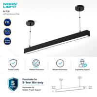 Luminaire linéaire LED de 4 pieds, 130 lm W CCT, puissance sélectionnable, ETL DLC 5.1, suspendu pour l'éclairage de plafond de bureau