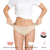 Vente en gros de culottes blanches personnalisées à 4 couches sous-vêtements menstruels étanches pour incontinence grande taille brodés au quotidien