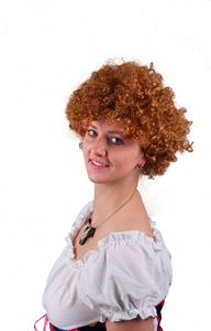Peluca corta <span class=keywords><strong>Afro</strong></span> marrón al por mayor, Pelo Rizado esponjoso para fiesta de payaso, <span class=keywords><strong>disfraz</strong></span> de discoteca de Halloween, espectáculo de Carnaval de Navidad - Product Image 2