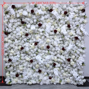 Mur de fleurs artificielles en soie 5D/3D luxueux, magnifique et réaliste pour mariages, fêtes, décoration intérieure et rentrée scolaire - Product Image 2