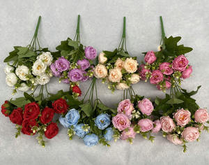 Ramo de peonías artificiales de seda para decoración de boda, flores preservadas grandes, 5 tenedores, <span class=keywords><strong>10</strong></span> rosas - Product Image 1