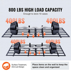 JH-Mech 차고 선반 벽걸이 형 1600 Lbs 적재 용량 차고 보관 랙 차고 벽을위한 금속 선반 - Product Image 2