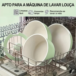 Juego de Ollas y Sartenes Modernas de Cerámica con Revestimiento de Mármol, Tapas de Vidrio, Asas de Baquelita, Antiadherentes, de Aluminio, Compatibles con Inducción, 6 Piezas - Product Image 5