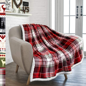 Plaid Doux et Chaud en Polaire Sherpa Double Couche 100% Polyester, Motif Écossais <span class=keywords><strong>Rouge</strong></span> et Noir, Idéal pour Canapé et <span class=keywords><strong>Lit</strong></span> – Collection Hiver Usine - Product Image 3