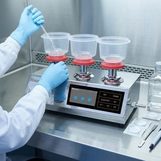 TW-303D 3-Station Microbial Limit Test System SIP Autoclavable Touch Screen Direct Drainage 304 Stainless Steel Lab Equipment