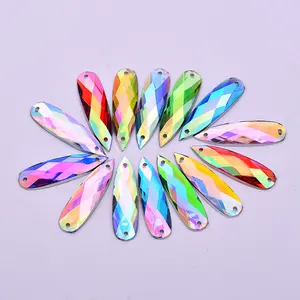 8*28mm Couture Mélange Couleur AB Cristaux Goutte Strass Pierres Acryliques Applique Flatback Cristal pour Robe De Danse