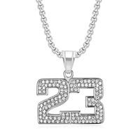 Hip Hop glacé basket-ball 23 numéros étanche en acier inoxydable mode pendentif colliers plaqué or 18 carats pour homme homme hommes