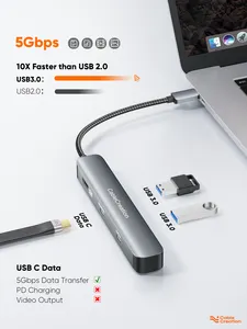 Cabelcreation USB-C PD 4K 60Hz HDMI 100W Và 2 Cổng Dữ Liệu USB 3.0 5Gbps Bộ Chuyển Đổi 7 Trong 1 Bộ Chia Usb Loại C 3.0