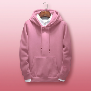 <b>Men's</b> Pink Hooded Sweatshirt Loose Fit <b>Animal</b> Print Casual Breathable Knitted Cotton French Terry Pocket Winter Wear - Product Image 1