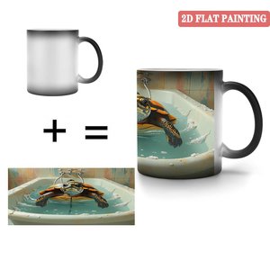Frosted Black 11oz <b>Ceramic</b> <b>Mug</b> Heat Activated Color Changing Cup Sublimation Blank Smart Drinkware - Product Image 4