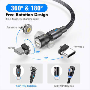 OEM 3 Trong <span class=keywords><strong>1</strong></span> Nhanh Chóng Sạc 180 + 360 Roate 3A Điện Thoại Di Động Nhanh Chóng Sạc Sạc Từ USB Cáp Điện Thoại Di Động Phụ Kiện - Product Image 2