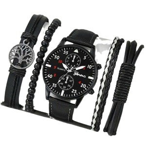 Ensemble de 2 montres pour homme, <span class=keywords><strong>montre</strong></span> analogique à quartz noire, <span class=keywords><strong>bracelet</strong></span> en cuir, <span class=keywords><strong>montre</strong></span> de sport/d'affaires, boîtier en alliage, cadran en verre, cadeau idéal - Product Image 5
