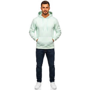 Wholesale Winter Season Men's Kangaroo <b>Hoodie</b> Light Mint Pullover <b>Hoodie</b> Long Sleeves 100% Organic Cotton - Product Image 1