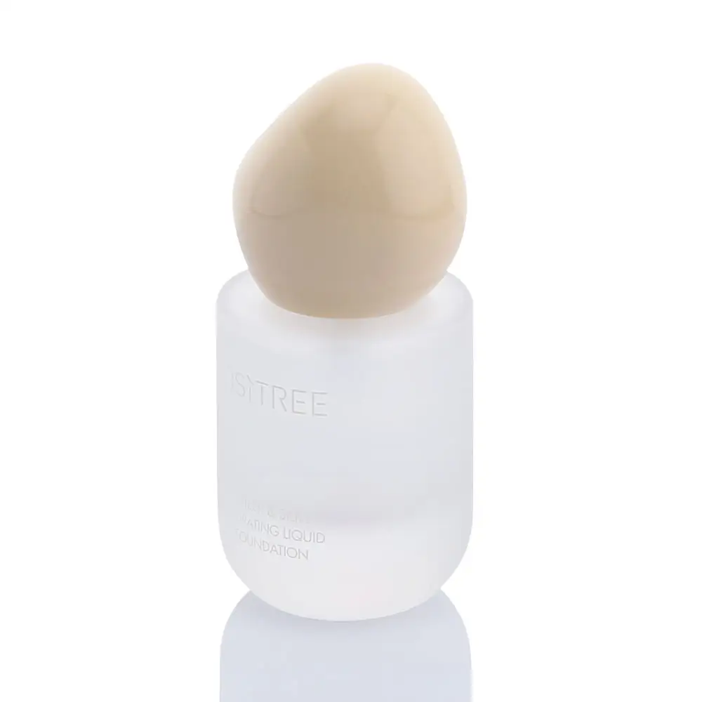 Promotional lotion glass bottle with triangular shape foundation cosmetic packaging pump bottle