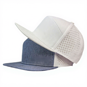 Casquette Snapback Unisexe 6 Panneaux en Maille Respirante Réglable Couleur Contrastante Style Décontracté Streetwear Blanc Bleu - Product Image 1